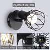 Wall Lights Industrial with E14 Socket Adjustable Wire Cage Wall Lights Shade Black Metal Sconce Wall Lights for Indoor Home Living Room Bedroom Hallway Shop 2 Packs