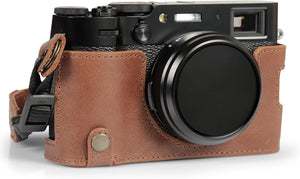 Ever Ready Genuine Leather Half Camera Case Compatible with Fujifilm X100VI (Brown)