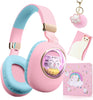 Kids Wireless headphones with Microphone, Childrens 3D Cat Headphones Over-ear with Led Light, Foldable Bluetooth Headphones for Girls/Teenager/Adult Women, Cat Birthday