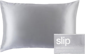 Queen Silk Pillow Cases - 100% Pure 22 Momme Mulberry Silk Pillowcase for Hair and Skin - Queen Size Standard Pillow Case - Anti-Aging, Anti-BedHead, Anti-Sleep Crease, Silver (20" x 30")