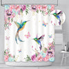 180x180cm Watercolor Flower Hummingbird Shower Curtain for Bathroom Spring Pink Wildflower Polyester Fabric Botanical Shower Curtain with Hooks