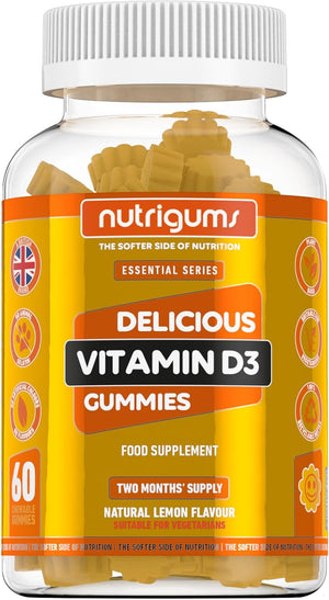 Vitamin D3 1000iu Gummy | High Strength | 60 Vegan Gummies | Suitable for 12+ Years | Lemon Flavour | Immune, Bones & Muscle Support by ®