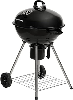 Portable Charcoal BBQ Round Kettle 47.5 cm, Adjustable Vent, Integrated Thermometer, Charcoal Barbecue, Stand & 2 Wheels with Chrome Grill, GFKTBBQ, 60x51x90
