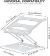 Elevate Your Workstation with the  Ergonomic Laptop Stand - Lightweight Aluminum, Adjustable Height, Heat-Vent, Compatible with Macbook, Dell, HP, Lenovo - Silver, Fits up to 15.6"