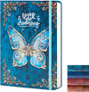 Ruled Journal Notebook, B5 3D Butterfly Embossed Hardcover Writing Journal with Elastic Closure Band, 192 Pages Lined Paper for School, Office, Home, 9" X 6.9" (Sky Blue)