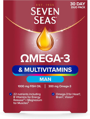 Omega-3 & Multivitamins Man, with B Vitamins and Magnesium, 30-Day Duo Pack, 30 Omega-3 Capsules and 30 Multivitamin Tablets