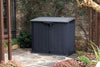 "Ultimate Outdoor Storage Solution:  Store It Out Nova Shed - Stylish Dark Grey with Light Grey Lid, 32 X 71.5 X 113.5 Cm"