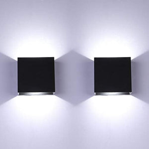 2Pcs LED Wall Lights Indoor Up Down Wall Lamp Wall Wash Light Wall Sconce Black 6W Modern Aluminum Lighting for Living Room, Bedroom, Hallway, Corridor, Stairs, Cool White