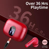 Wireless Earbuds, Bluetooth 5.3 Headphones In Ear with 4 ENC Noise Cancelling Mic, LED Display New Bluetooth Earbuds Mini Deep Bass Stereo Sound, 36H Playtime, Wireless Earphones IP7 Waterproof, Red