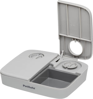 2 Meal Automatic Feeder, Built-in Timers, BPA Free Food Bowl, Suitable for Dry Food,Grey