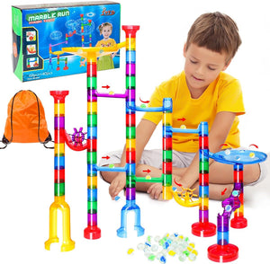 Marble Run, Marble Runs with Glass Marbles for Kids, Marble Game STEM Educational Learning Toy, Construction Building Toy Gifts for Boys Girls 4 5 6 7 8 + Year Old