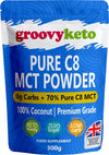 Pure C8 MCT Powder | MCT C8 Oil Powder | Instant Ketone Energy | Purest Form of MCT | 100% Pure Caprylic Acid | 0g Carbs | Enhances Ketosis & Fasting | 300g