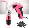 27 Pc Electric Screwdriver Pink 3.6V with 23 Drill Bit Set for Women. Cordless Screwdriver Tool with Rechargeable Battery & LED Light. Ideal Electric Screwdrivers Cordless for Home & Office.