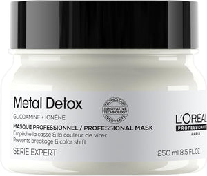 L’Oréal Professionnel | Metal Detox Hair Mask, for Smooth, Strong & Shiny Looking Hair, Protects Coloured Hair From Damage, Rich & Creamy Texture, Serie Expert, 250 ml