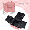 Vanity Case Makeup Storage Box Organiser Travel Train Case Luggage Makeup Case Make Up Beauty Box with Shoulder Strap, Large Size, Pink