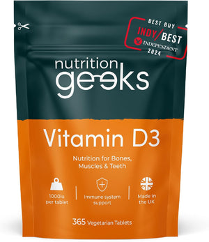 Vitamin D 1000iu - 1 Year Supply, 365 Easy-Swallow Vitamin D Tablets, Vegetarian Vitamin D3, High Strength Immune Support Supplement - Awarded by The Independent UK