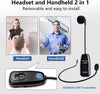 Wireless Microphone,UHF Wireless Microphone Headset, 50m Wireless Transmission,Headband and Handheld 2-in-1,for Tour Guide/Teaching/Promotion/Speech