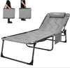 Oversize Padded Sun Lounger Garden 5-Position Adjustable Backrest 78.7x26.7in Folding Sun Loungers for Heavy People Sun Bed with Pillow Lounge Chair for Camping Patio Pool Indoor Outdoor