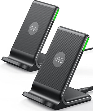 Wireless Charger 2-Pack, 15W Qi Certified Fast Wireless Charger Stand with Sleep-friendly Adaptive Light Compatible with iPhone 14 13 12 11 Pro X 8 Plus Samsung Galaxy S22 S21 S20 Google Xiaomi