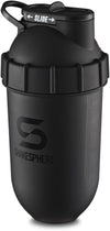 Tumbler: Protein Shaker Bottle, 700ml - Capsule Shape Mixing - Easy Clean Up - No Blending Ball or Whisk Needed - BPA Free - Mix & Drink Shakes, Smoothies, More - Matte Black/Black Logo