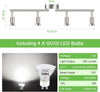 LED Ceiling Light Rotatable, 4 Way LED Ceiling Spotlight, Matt Nickel & Swivelling Design, Including 4 X 4W GU10 LED Bulbs (450LM, Cool White 6000K),for Kitchen, Living Room, Bedroom