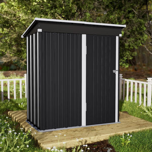 "Premium Metal Garden Shed - Secure Outdoor Storage Solution for Bikes, Tools, and Lawn Equipment - 5 x 3 Ft, Waterproof with Lockable Door - Stylish Black Finish"