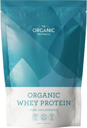 The Organic Protein Co - Pure Unflavoured Organic Whey Protein Powder | Additive Free, Undenatured, Bioactive, UPF Free, Emulsifier Free, Primarily Grass Fed, Vegetarian, Gluten Free – 400g