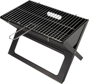 Notebook Folding Grill - Portable Picnic BBQ with Chrome Plated Cooking Grid (Black)