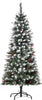 5FT Artificial Christmas Tree Xmas Pencil Tree with Red Berries and Pinecones Holiday Home Indoor Decoration with Foldable Feet, Green