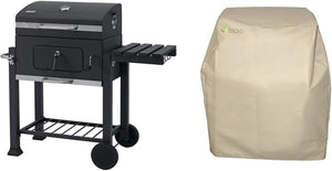 "Ultimate BBQ Bundle:  Toronto Click Charcoal Grill with Stainless Steel Finish + Protective Cover - Perfect for Outdoor Grilling!"