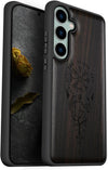 Wood Case for Galaxy S23 FE Case 2023 [Natural Wood & Black Soft TPU] Shockproof Protective Cover Unique Wooden Case Compatible with S23 FE Case (Viking Compass Vegvisir-Blackwood)