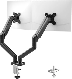 GB2003-2 Dual Monitor Arm Desk Mount for 13" to 32" Screen, Gas Spring Dual Monitor Stand, Weight 4-18KG, Height Adjustable VESA 75 & 100mm