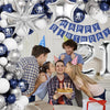 21st Birthday Decorations Blue Silver Balloons Arch Kit with 21 Number Star Foil Confetti Balloon Happy Birthday Banner Navy Blue and Silver Party Decor for 21st Boys Girls Men Women Anniversary