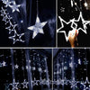 Christmas Star Curtain Lights, 138 LED Curtain Fairy Lights with 12 Stars, 8 Modes Christmas Window Lights for Xmas Tree, Party, Wedding, Garden, Bedroom, Christmas Decorations (White)