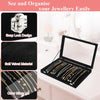 Jewellery Organiser Necklace Box, Velvet Necklace Organiser with Clear Lid, Necklaces Display Stand with 20 Hooks and Lockable, Jewellery Box Insert for Necklaces (Black)