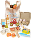 Wooden Kitchen Toys, Play Food for Toddlers 3+ Year Old, Toy Food with Fruit and Veg Toys, Play Food Sets for Children Kitchen, Pretend Play Gift for Boys Girls