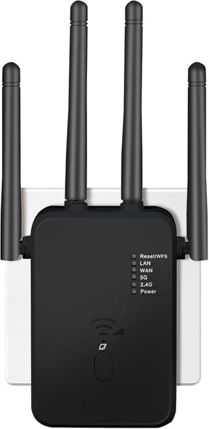 2024 WiFi Extender Booster,WiFi Booster Range Extender,WiFi Repeater Internet Booster, Wireless Internet Repeater with Ethernet Port 4 Antennas,WiFi Boosters for Home(black)