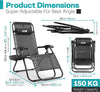 Sun Loungers For Garden Chairs Set of 2, Heavy Duty Zero Gravity Chairs With Cup Holders & Headrest Pillow, Folding Garden Recliner Chairs Sunloungers For Deck Chair, Patio, Beach Lounger