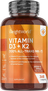 Vitamin D3 K2 (MK-7) 2000IU - 365 Vegan Micro Tablets (1 Year Supply) - High Strength Vitamin D3 K2 200ug Supplement - Immune & Bone Strength Tablets (Not Vitamin D3 K2 Capsules) - Higher Absorption