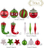 70pcs 3-8cm Shatterproof Christmas Baubles Pack, Delightful Elf Red Green and White Christmas Ball Ornaments for Christmas Tree Decoration