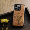 Magnetic Wood Case for iPhone 15 Pro Case [Solid Wood & Black Soft TPU] Shockproof Protective Cover Unique Wooden Case Compatible with magsafe (Viking Compass Vegvisir -Walnut)