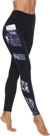 Women's High Waisted Gym Leggings - Full Color Printed Leggings, Non See Through Yoga Pants with Pockets