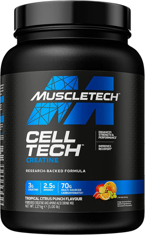 CellTech Creatine Monohydrate Powder, Post Workout Recovery Drink, Muscle Building & Recovery, Powdered Shake With 3g Creatine, 54 Servings, 2.27kg, Tropical Citrus