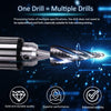 3PCS HSS Spiral Step Drill Bit Sets,  4-Flute Metal Drill Bits, 1/4" Hex Shank, Metric 4-32mm Cone Cutter, Hole Cutter for Sheet Metal, Plastic, Steel Plate