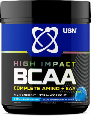 Complete Amino & EAA Intra Workout Powder, Blue Raspberry Flavour - 400g, Vegan Energy Drink, Premium BCAA Amino Acids & Glutamine Recovery Drink, High Impact Pre Workout & Post Workout Shake