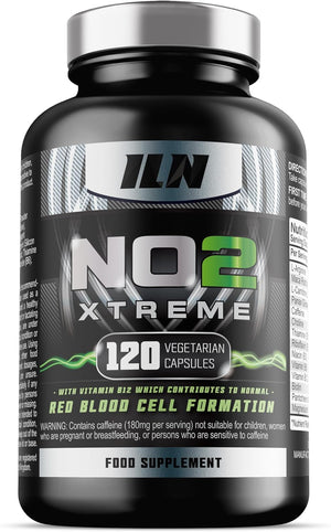 NO2 Xtreme - Nitric Oxide Supplement - Pump Pre Workout Tablets - with L Arginine, Niacin and Caffeine - Vegetarian & Vegan Nitric Oxide Supplements for Men and Women (120 Capsules)