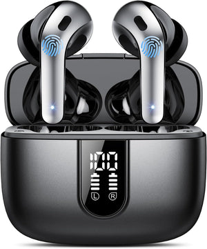 Ear Buds Wireless Earbuds, 50Hrs Playtime Bluetooth Earphones, Bluetooth Headphones 5.3, In Ear with 4 ENC Call Noise Cancelling Mics, Bass Boost 85%, Mini Earbuds IPX7 Waterproof, USB-C(Black)