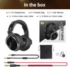 Over Ear Headphone Studio Wired Bass Headsets with 50mm Driver, Foldable Lightweight Headphones with Shareport and Mic for DJ Recording Monitoring Mixing Podcast Guitar PC TV