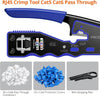 RJ45 Crimp Tool Set - 3-in-1 RJ45 Crimping Tool Kit with 50 PCS CAT6 Pass Through Connectors 50 PCS RJ45 Cat6 Protection Covers RJ45 Pass Through Crimp Tool