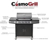 "Ultimate Cosmogrill Pro Deluxe BBQ Grill - 5 Gas Burners, Stainless-Steel Design, Warming Rack, Side-Burner, Temperature Gauge - Perfect for Outdoor Cooking and Garden Parties!"